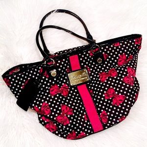 Vintage Betseyville Polka Dot & Bows Patent Zip Tote